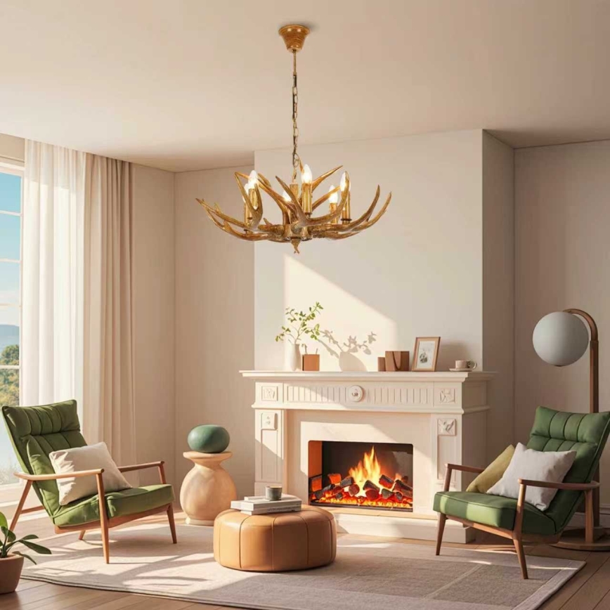 Brilagi - Lampadario a catena DEER 6xE14/10W/230V Ø 70 cm a corna