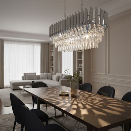 Brilagi - Lampadario a catena ECLIPSE 10xE14/10W/230V 78x28 cm argento