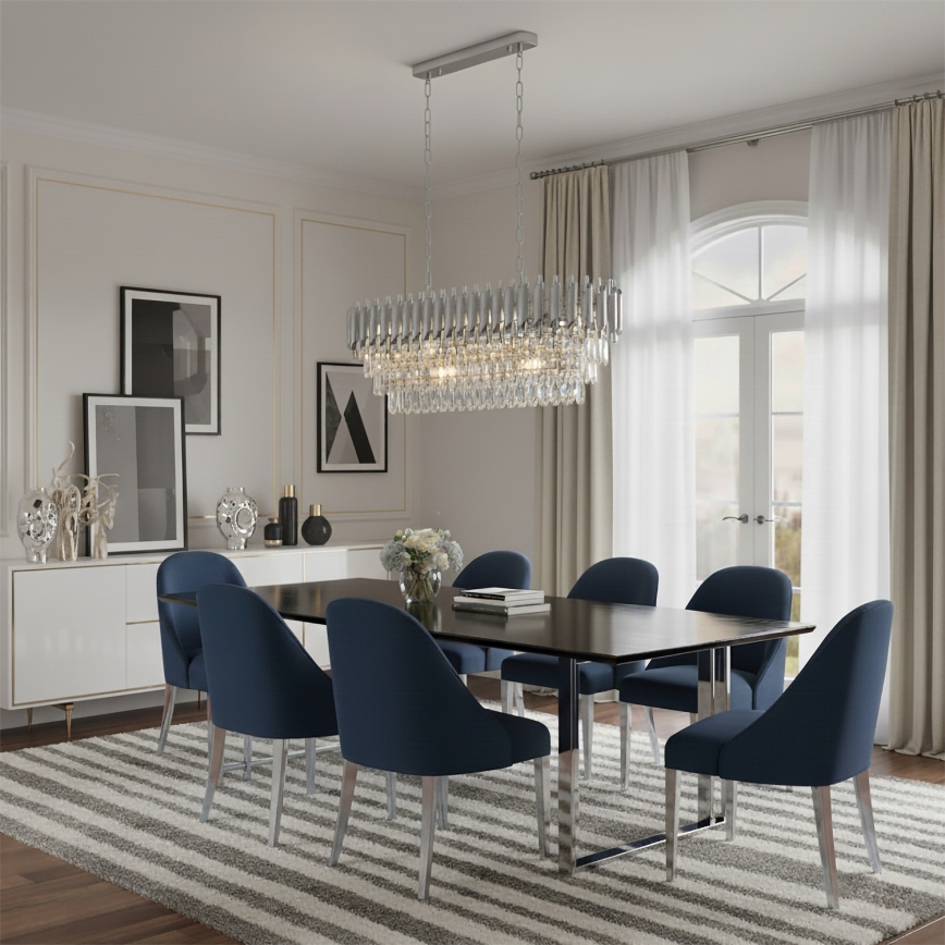 Brilagi - Lampadario a catena ECLIPSE 10xE14/10W/230V 78x28 cm argento