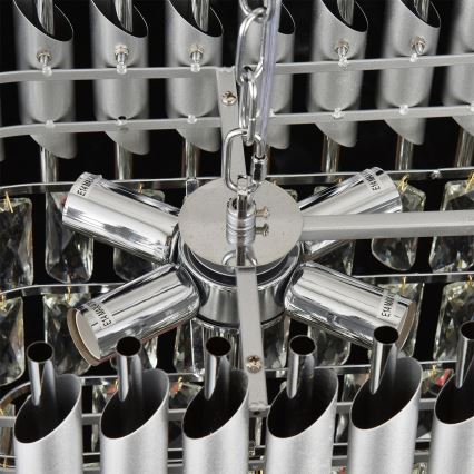 Brilagi - Lampadario a catena ECLIPSE 10xE14/10W/230V 78x28 cm argento