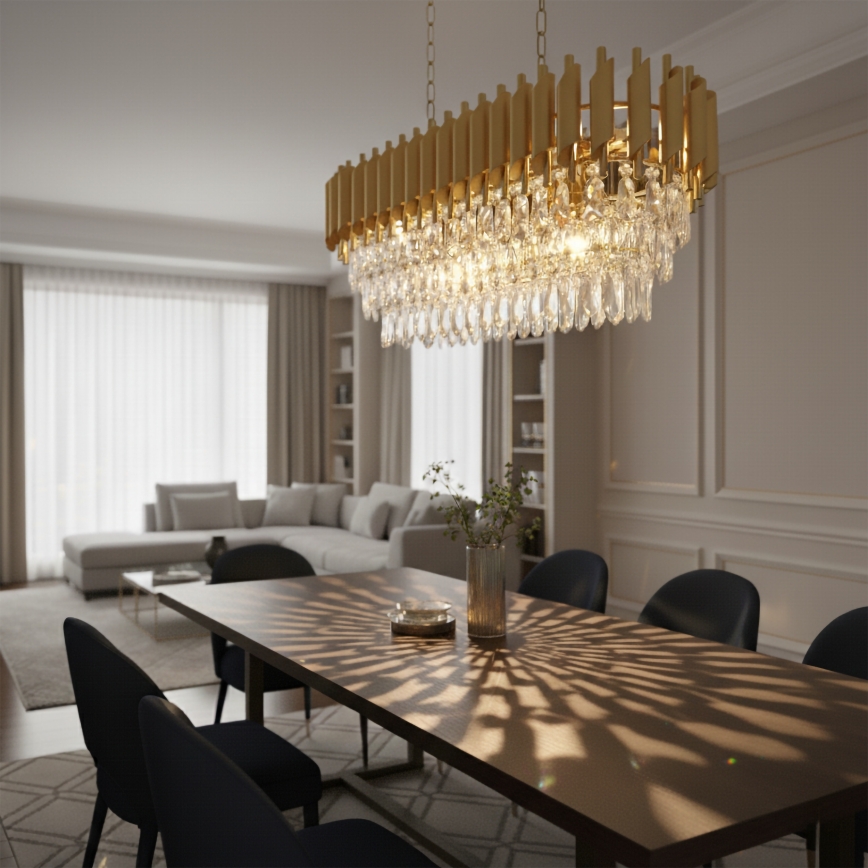 Brilagi - Lampadario a catena ECLIPSE 10xE14/10W/230V 78x28 cm dorato