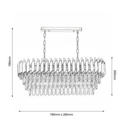 Brilagi - Lampadario a catena ECLIPSE 10xE14/10W/230V 78x28 cm dorato