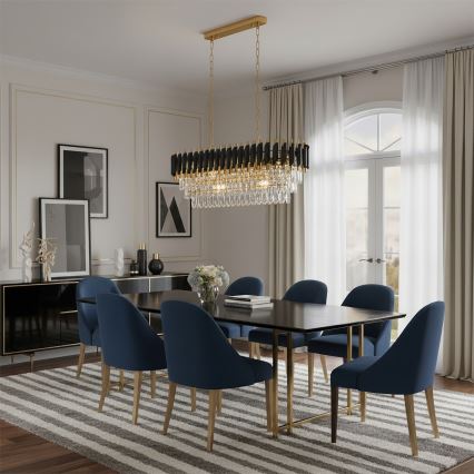 Brilagi - Lampadario a catena ECLIPSE 10xE14/10W/230V 78x28 cm nero/oro