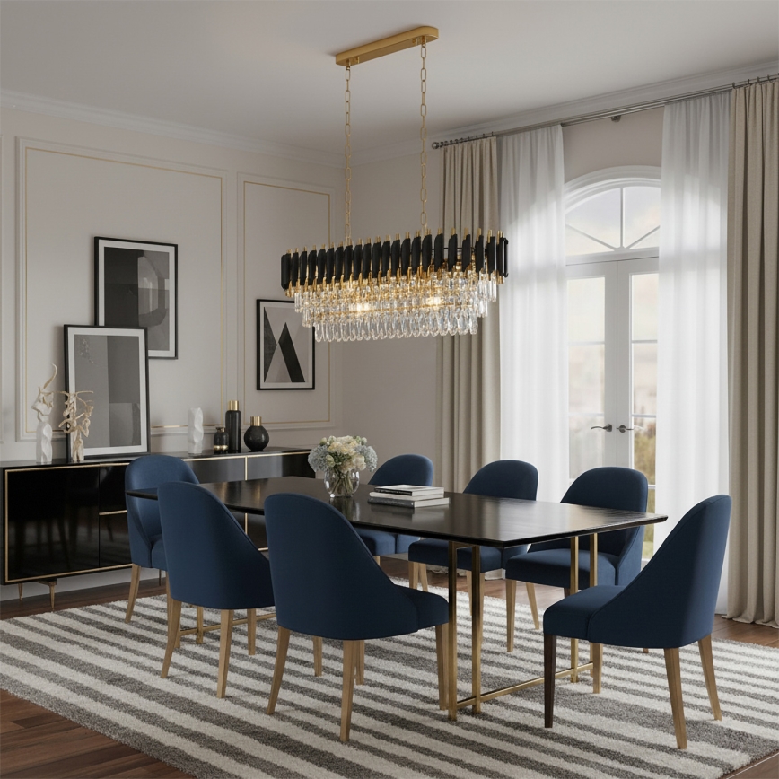 Brilagi - Lampadario a catena ECLIPSE 10xE14/10W/230V 78x28 cm nero/oro