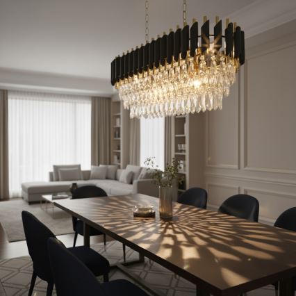 Brilagi - Lampadario a catena ECLIPSE 10xE14/10W/230V 78x28 cm nero/oro