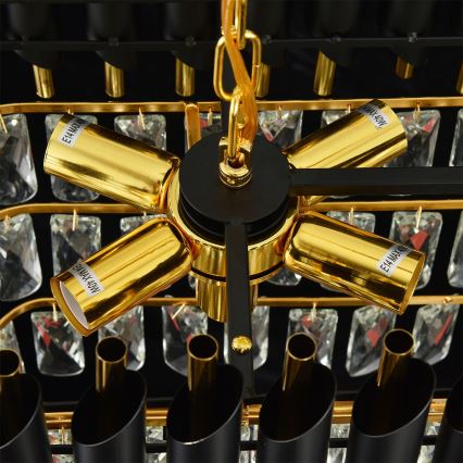 Brilagi - Lampadario a catena ECLIPSE 10xE14/10W/230V 78x28 cm nero/oro