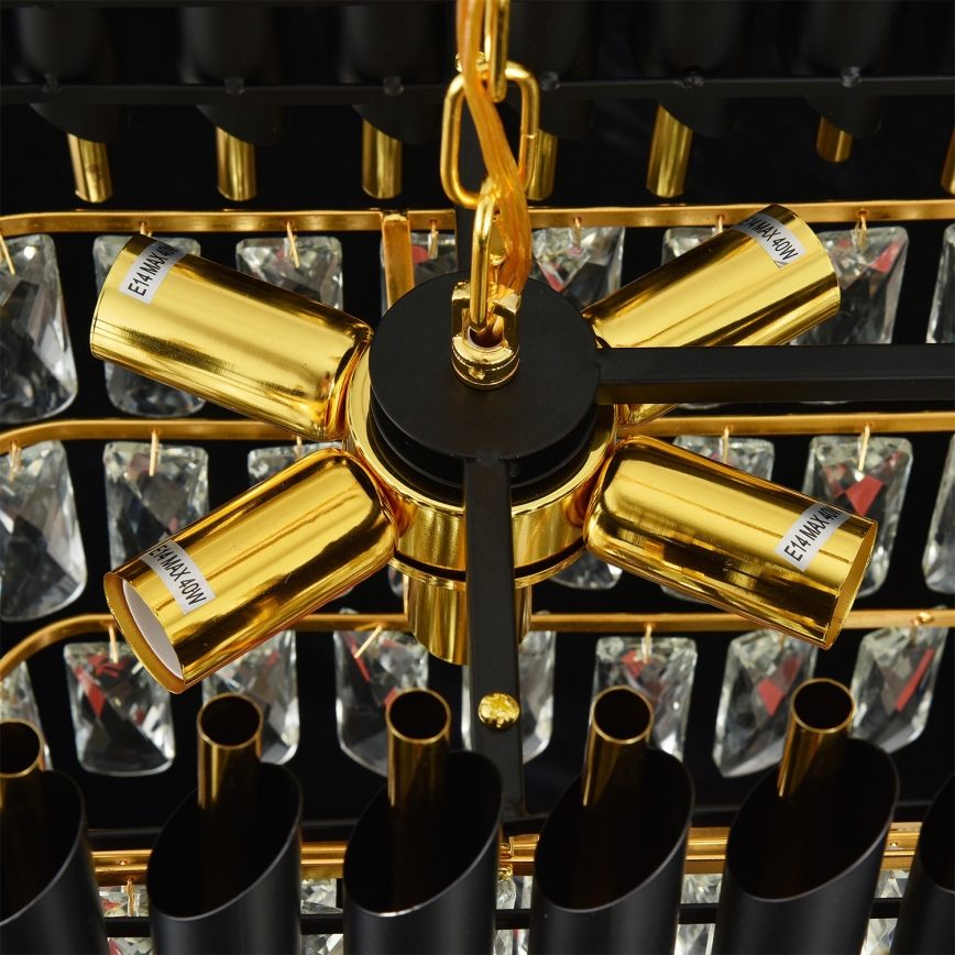 Brilagi - Lampadario a catena ECLIPSE 10xE14/10W/230V 78x28 cm nero/oro