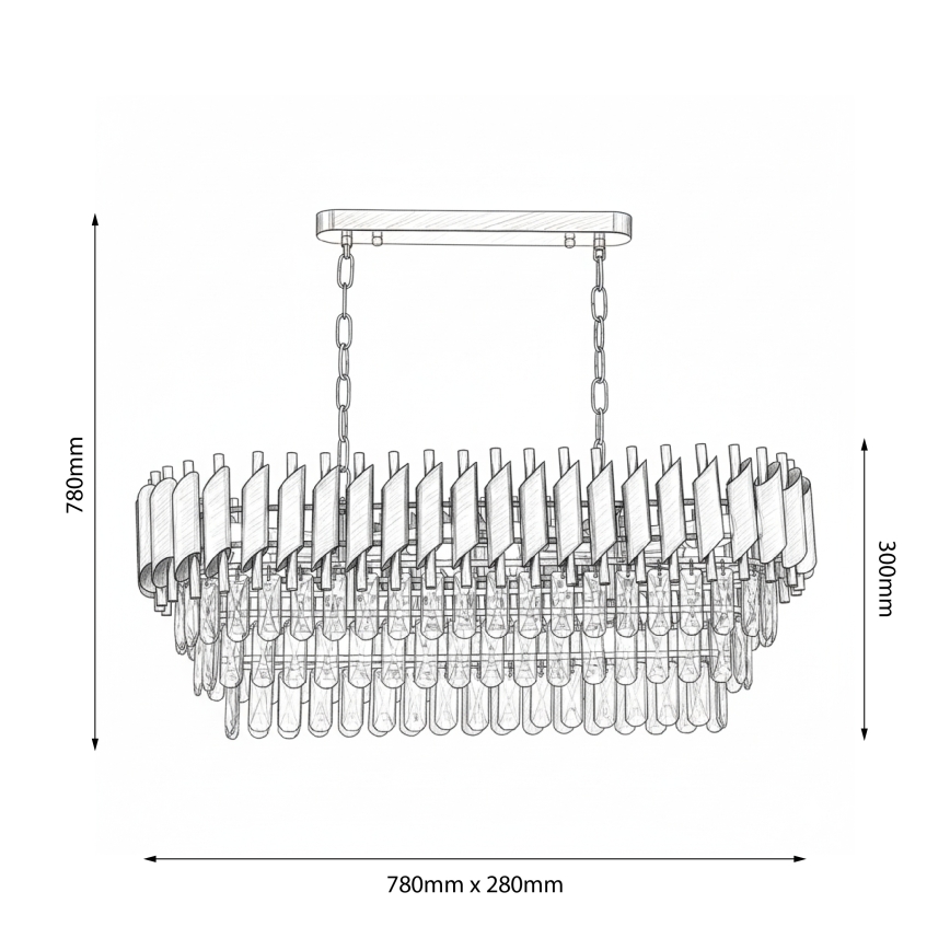 Brilagi - Lampadario a catena ECLIPSE 10xE14/10W/230V 78x28 cm nero/oro