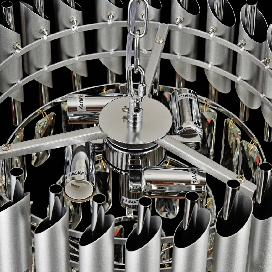 Brilagi - Lampadario a catena ECLIPSE 5xE14/10W/230V Ø 38 cm argento