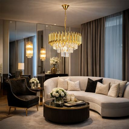 Brilagi - Lampadario a catena ECLIPSE 5xE14/10W/230V Ø 38 cm oro