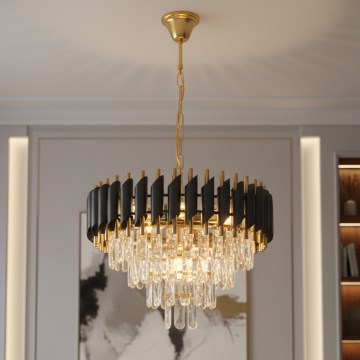 Brilagi - Lampadario a catena ECLIPSE 7xE14/10W/230V Ø 48 cm nero/oro