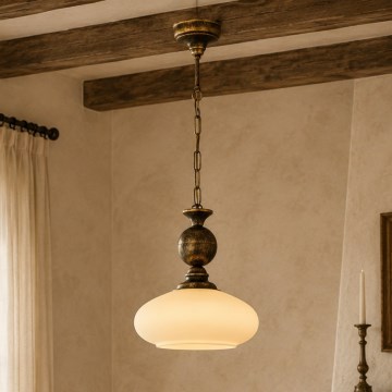 Brilagi - Lampadario a catena MOLLERO 1xE27/15W/230V Ø 24 cm bronzo/patina