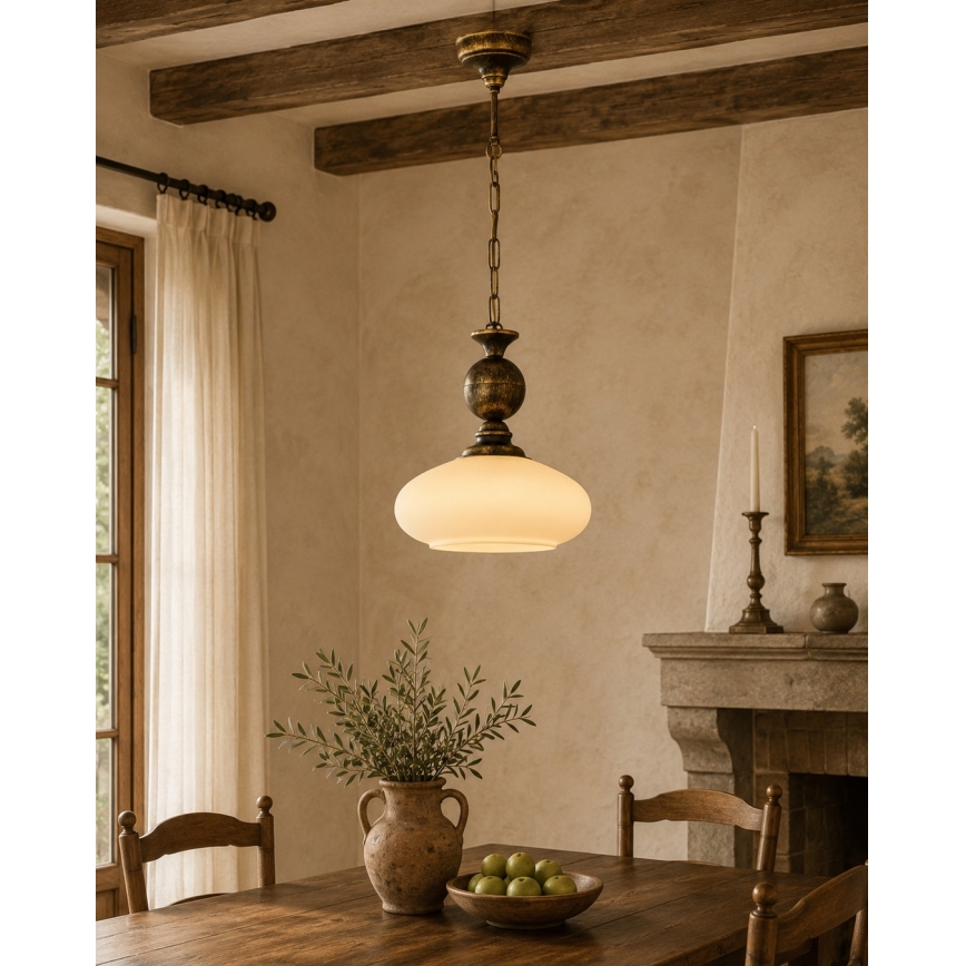 Brilagi - Lampadario a catena MOLLERO 1xE27/15W/230V Ø 24 cm bronzo/patina