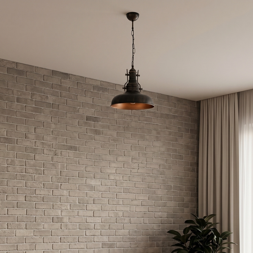 Brilagi - Lampadario a catena PYRONIC 1xE27/40W/230V Ø 32 cm bronzo/patina