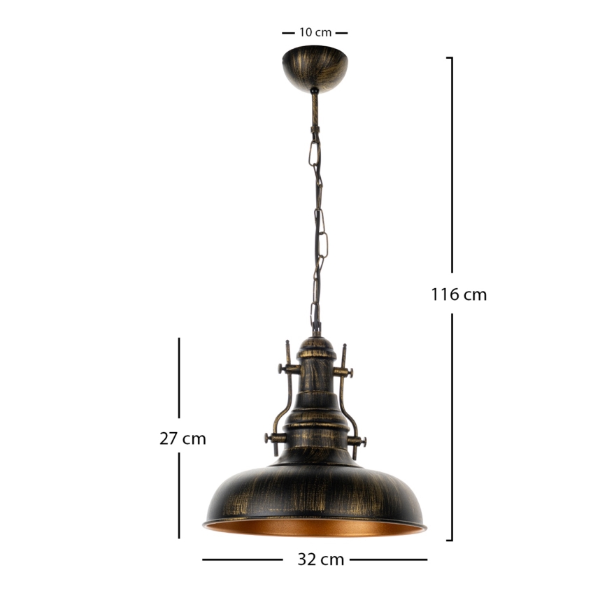 Brilagi - Lampadario a catena PYRONIC 1xE27/40W/230V Ø 32 cm bronzo/patina