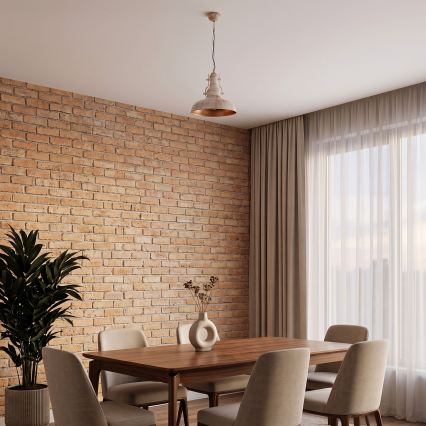 Brilagi - Lampadario a catena PYRONIC 1xE27/40W/230V Ø 32 cm colore crema con patina