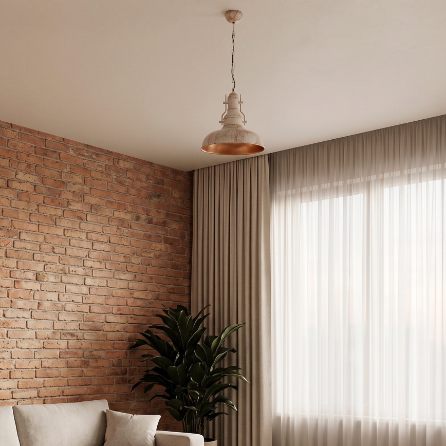 Brilagi - Lampadario a catena PYRONIC 1xE27/40W/230V Ø 32 cm colore crema con patina