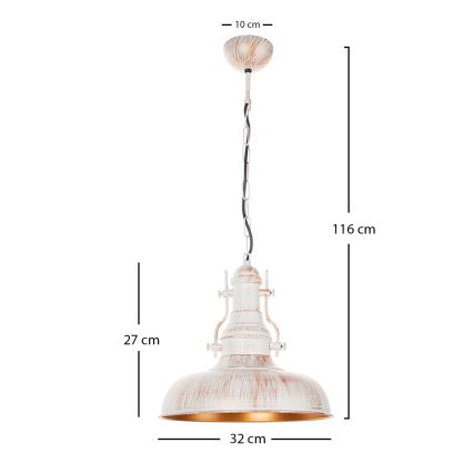 Brilagi - Lampadario a catena PYRONIC 1xE27/40W/230V Ø 32 cm colore crema con patina