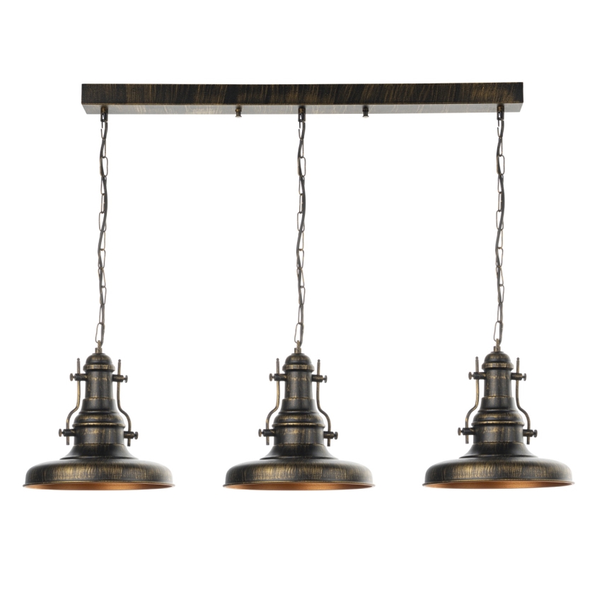 Brilagi - Lampadario a catena PYRONIC 3xE27/40W/230V bronzo/patina