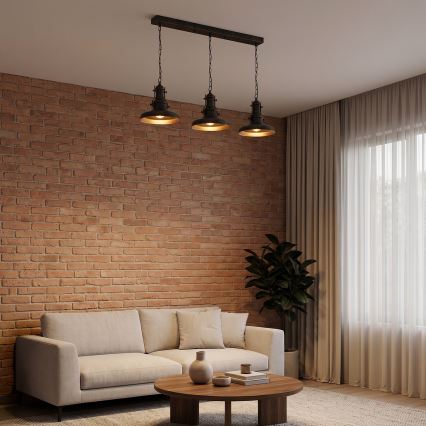 Brilagi - Lampadario a catena PYRONIC 3xE27/40W/230V bronzo/patina