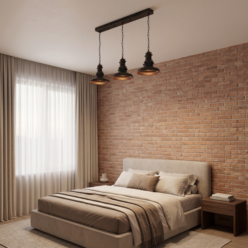 Brilagi - Lampadario a catena PYRONIC 3xE27/40W/230V bronzo/patina