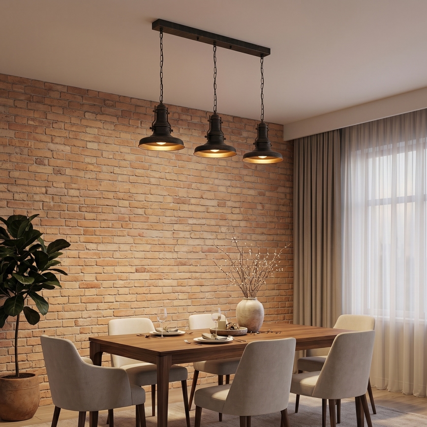 Brilagi - Lampadario a catena PYRONIC 3xE27/40W/230V bronzo/patina