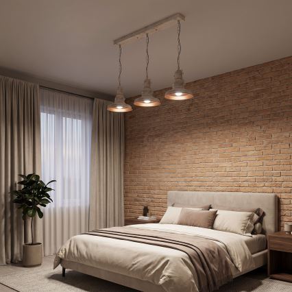 Brilagi - Lampadario a catena PYRONIC 3xE27/40W/230V crema/patina