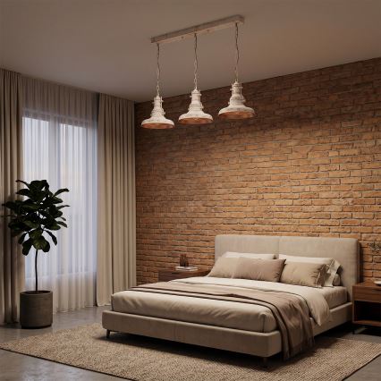 Brilagi - Lampadario a catena PYRONIC 3xE27/40W/230V crema/patina