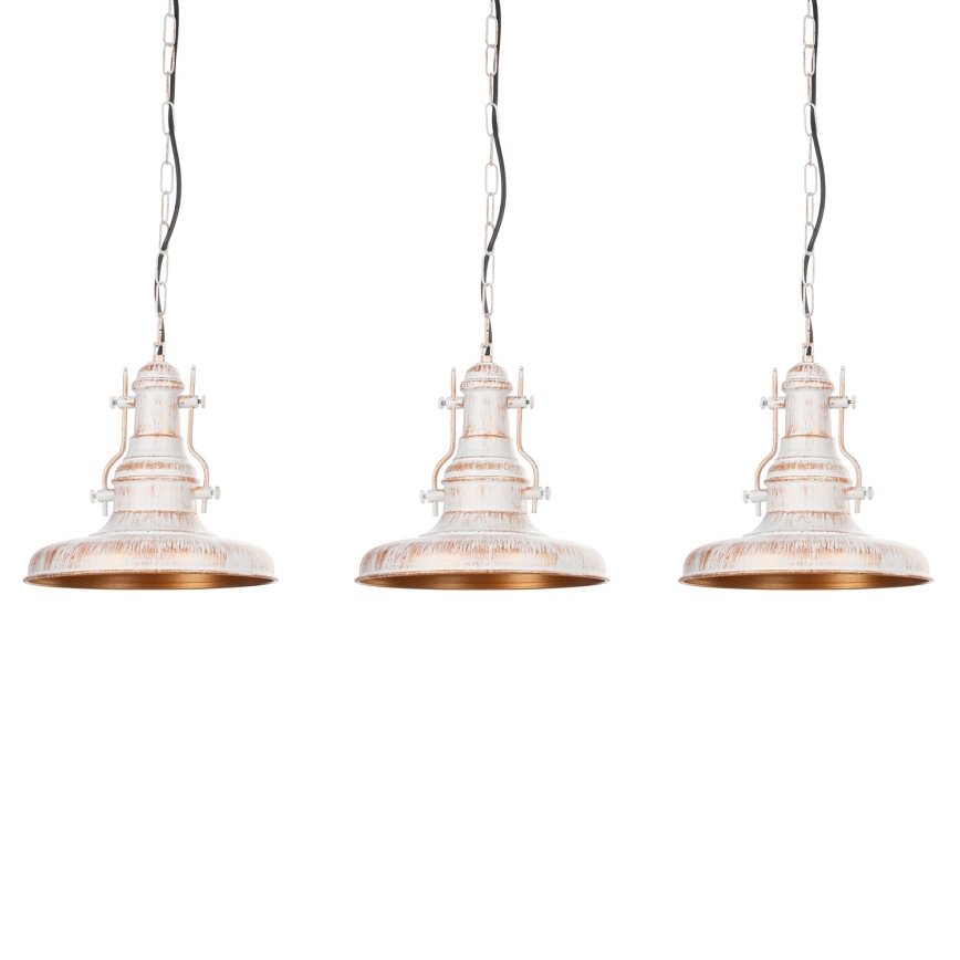 Brilagi - Lampadario a catena PYRONIC 3xE27/40W/230V crema/patina