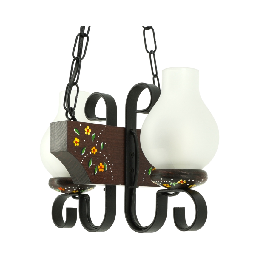 Brilagi - Lampadario a catena QUEEN 2xE14/40W/230V faggio/wengé