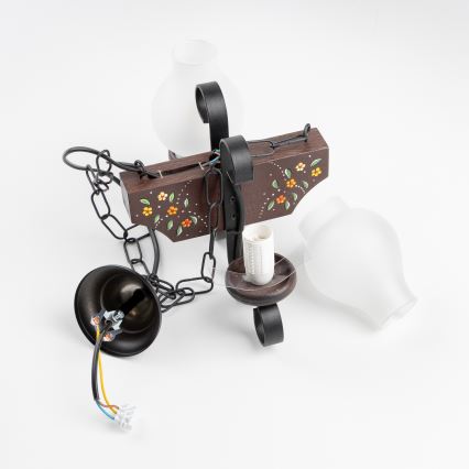 Brilagi - Lampadario a catena QUEEN 2xE14/40W/230V faggio/wengé