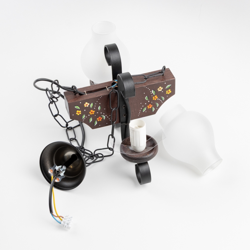 Brilagi - Lampadario a catena QUEEN 2xE14/40W/230V faggio/wengé