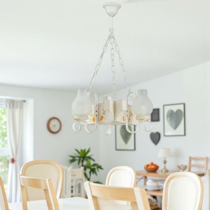 Brilagi - Lampadario a catena QUEEN 3xE14/40W/230V faggio/crema