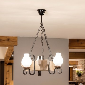 Brilagi - Lampadario a catena QUEEN 3xE14/40W/230V rovere