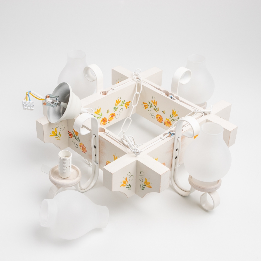 Brilagi - Lampadario a catena QUEEN 4xE14/40W/230V faggio/crema