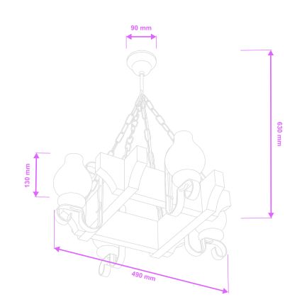 Brilagi - Lampadario a catena QUEEN 4xE14/40W/230V faggio/crema