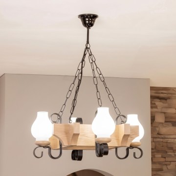 Brilagi - Lampadario a catena QUEEN 4xE14/40W/230V rovere