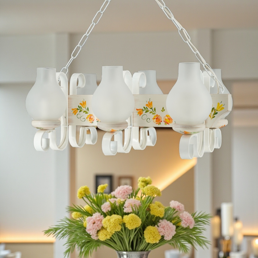 Brilagi - Lampadario a catena QUEEN 6xE14/40W/230V faggio/crema