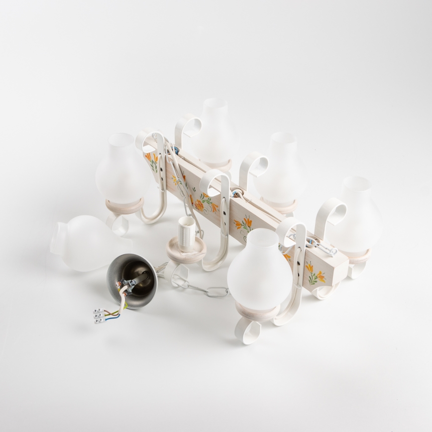 Brilagi - Lampadario a catena QUEEN 6xE14/40W/230V faggio/crema