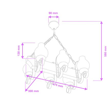 Brilagi - Lampadario a catena QUEEN 6xE14/40W/230V faggio/crema