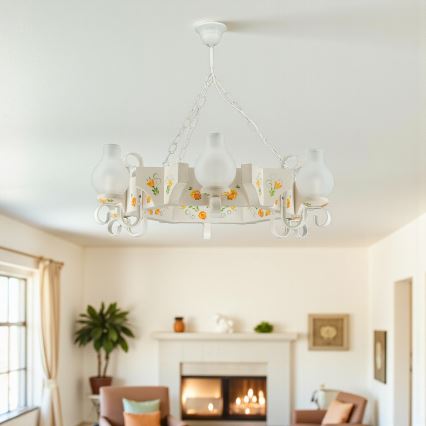 Brilagi - Lampadario a catena QUEEN 6xE14/40W/230V faggio/crema