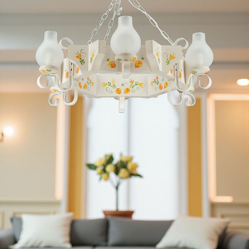 Brilagi - Lampadario a catena QUEEN 6xE14/40W/230V faggio/crema