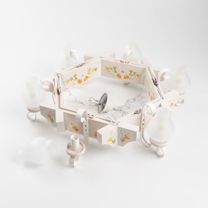 Brilagi - Lampadario a catena QUEEN 6xE14/40W/230V faggio/crema