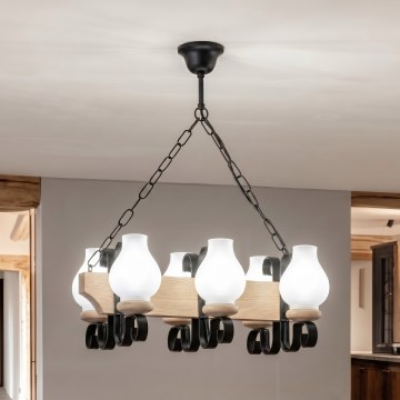 Brilagi - Lampadario a catena QUEEN 6xE14/40W/230V rovere