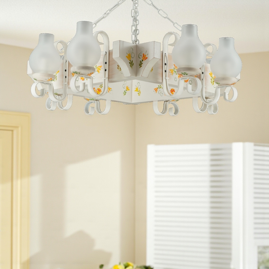 Brilagi - Lampadario a catena QUEEN 8xE14/40W/230V faggio/crema