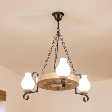 Brilagi - Lampadario a catena ROATA 3xE14/40W/230V rovere