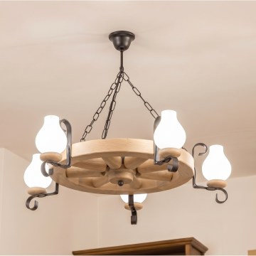 Brilagi - Lampadario a catena ROATA 5xE14/40W/230V finitura rovere