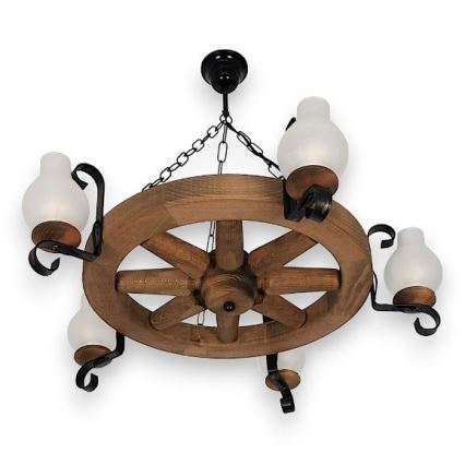 Brilagi - Lampadario a catena ROATA 5xE14/40W/230V Ø 70 cm faggio