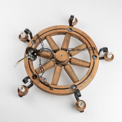 Brilagi - Lampadario a catena ROATA 5xE14/40W/230V Ø 70 cm faggio