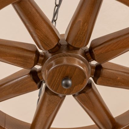 Brilagi - Lampadario a catena ROATA 5xE14/40W/230V Ø 70 cm faggio/noce